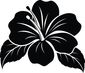 Hibiscus flower silhouette, hibiscus flower outline, floral line art, tropical blossom drawing