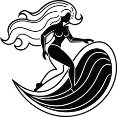 Silhouette of a girl on a yacht sailboat vector illustration