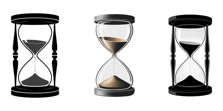 Vintage hourglass sandglass timer or clock flat icon for apps and websites, Sand watch icon set. Hourglass symbol. Flat vector illustration, Hourglass icon set. Sandglass symbol, logo. Vector EPS 10