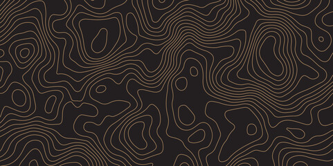 "Elegant topographic contour line pattern on dark background. Modern abstract design perfect for wallpaper, branding, packaging, maps, and digital interfaces. Seamless and minimal style"