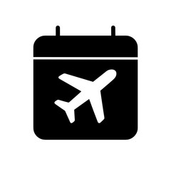 Flight calendar icon (filled) – travel schedule planning symbol