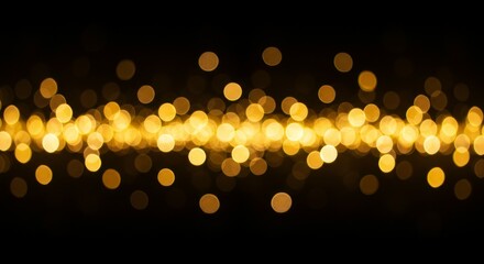 Abstract Golden Lights on Black Background for Festive Designs
