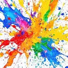 Colorful paint splats on white background
