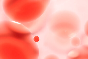 Abstract Red Fluid with Bubbles and Soft Light Background