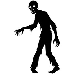 Black vector silhouette illustration of a zombie, perfect for a Halloween holiday