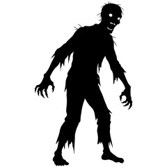 Black vector silhouette illustration of a zombie, perfect for a Halloween holiday