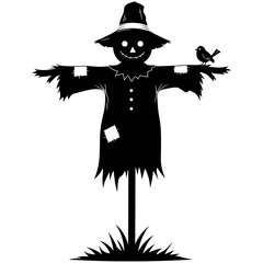 Fototapeta premium A whimsical vector illustration of a witch in a black costume, flying on a broom with a spooky autumn pumpkin, perfect for a Halloween holiday