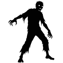 Black vector silhouette illustration of a zombie, perfect for a Halloween holiday