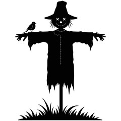 Fototapeta premium A whimsical vector illustration of a witch in a black costume, flying on a broom with a spooky autumn pumpkin, perfect for a Halloween holiday
