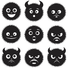 Monster character head icon set vector illustration