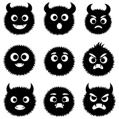 Monster character head icon set vector illustration