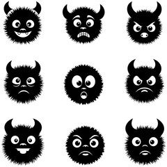 Monster character head icon set vector illustration