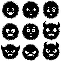 Monster character head icon set vector illustration