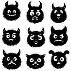 Monster character head icon set vector illustration