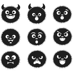 Monster character head icon set vector illustration