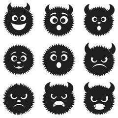 Monster character head icon set vector illustration