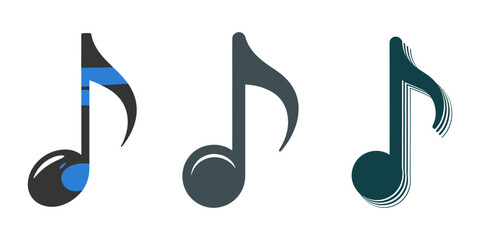 A set of Music note, vector silhouette illustration, Music notes icon set isolated on transparent background. Music notes symbol vector illustration. set simple silhouette vector on white background.