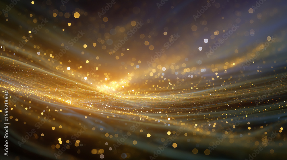 Canvas Prints golden abstract: a mesmerizing display of flowing golden energy and light, a visual symphony of swir