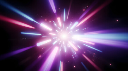 Vibrant light streaks radiating from central glowing purple core