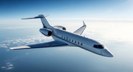 Obraz premium Luxurious Private Jet Soaring Through the Skies Above Clouds 