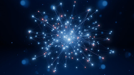 Fototapeta premium Digital network with interconnected nodes and glowing connection points