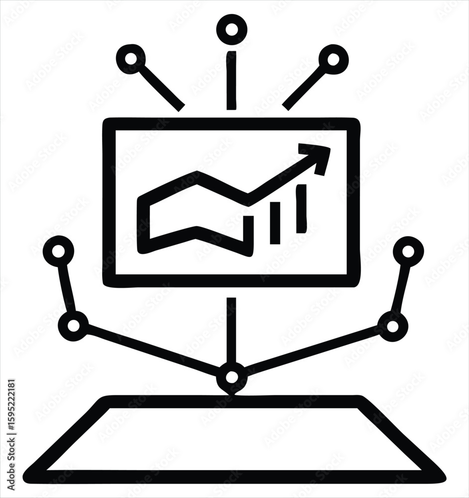 Aufkleber digital dashboard displaying an upward trend chart with connected data points and futuristic interfa