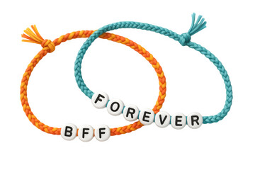 Colorful Woven Friendship Bracelets with Beads on White Background

