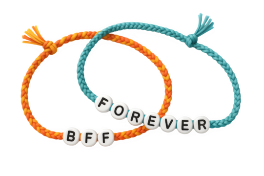 Colorful Woven Friendship Bracelets with Beads on White Background

