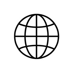 Globe icon (outline) – global travel and world symbol