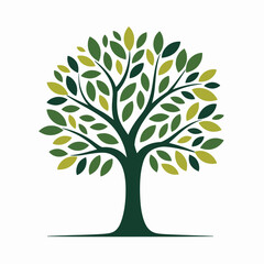 Obraz premium Springtime Tree Vector with Lush Green Foliage Ideal for Environmental Graphics, Garden Illustrations, Seasonal Posters, and Eco-Friendly Design Concepts