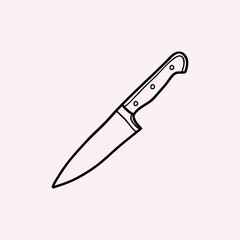 Simple line art icon of a chef's knife 