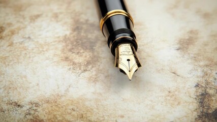 Elegant fountain pen lying on vintage parchment paper - Powered by Adobe