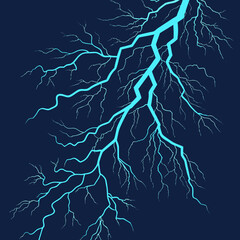 Electric Lightning Bolt Vector – Blue Thunder Strike on Dark Background