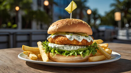 hamburger on a plate