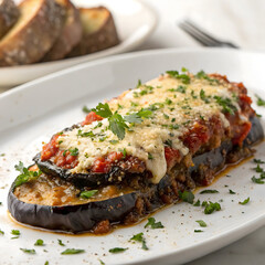 Eggplant Parmesan isolated on transparent background  