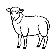 Fototapeta premium Black outline sheep standing animal livestock