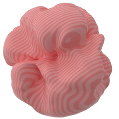 Organic 3D Forms with Pink and Coral Gradients – Striped Abstract Blobs, Wavy Topographic Shapes, Sculpted Geometry, Soft Volumes, Smooth Surface, Fluid Artistic Flow