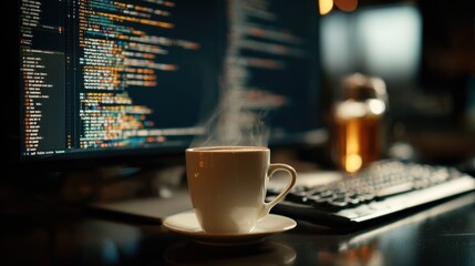 Coding session with coffee