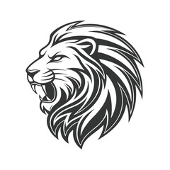 Fototapeta premium Stylized Lion Head Logo black and white