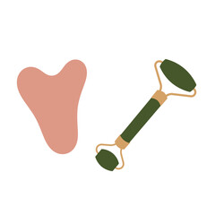 Gua sha and jade roller skincare beauty treatment tools
