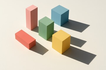 Obraz premium Colorful Geometric Shapes Casting Long Shadows