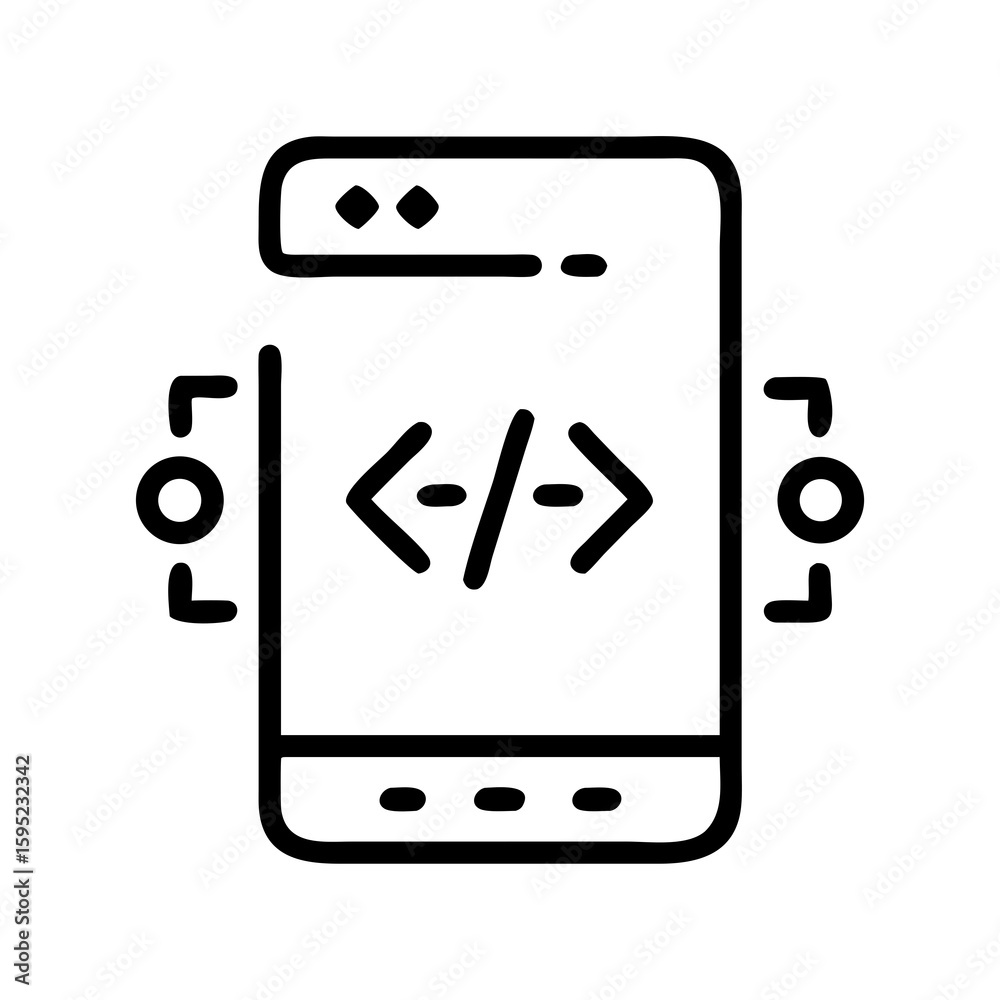 Poster mobile application programming code symbol silhouette vector illustration