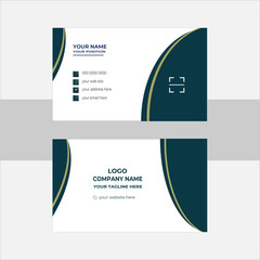 Double-sided creative business card template. Portrait and landscape orientation. Blue and yellow corporate business card design