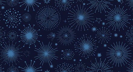 Abstract blue background with a seamless pattern of sparkling star snowflakes, ideal for winter holiday celebrations
