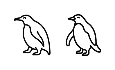 Obraz premium Two simple outline drawings of penguins standing side by side