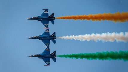  Indian Air Force Jets Creating Tricolor Trails in Republic Day Air Show