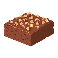 A single, delicious brownie topped with nuts, presented in a simple, appetizing illustration.
