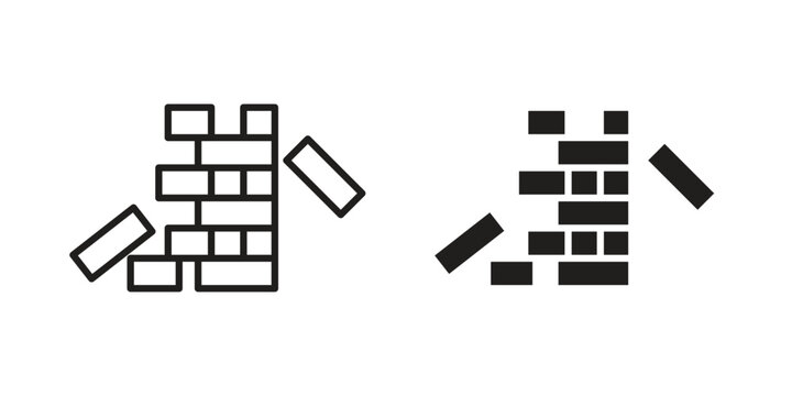 Wooden block icon set. minimal logotype web element pack.