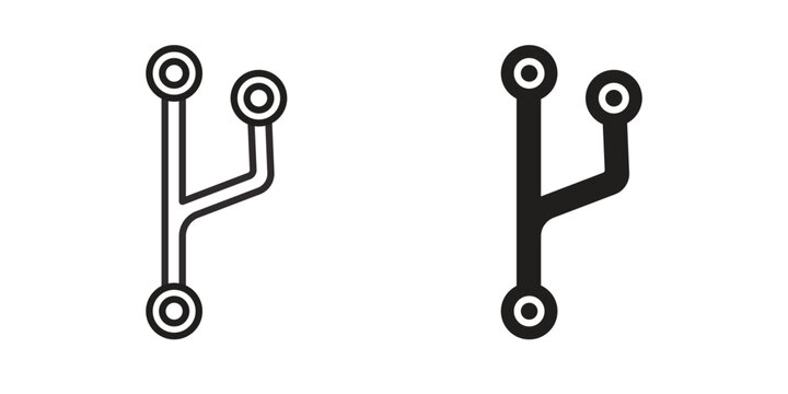 Version control icon set. minimal logotype web element pack.