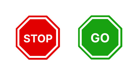 Stop sign and go sign vector illustrations. Stop and go vector icon